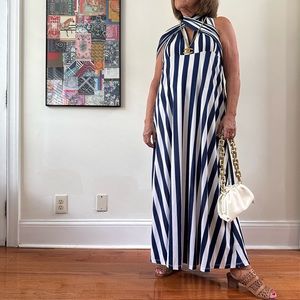 One size.  Multi way tie maxi dress. Striped.